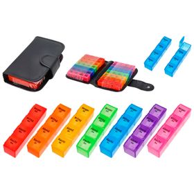 Cepewa Tablettenbox 2-Wochenplaner im schwarzen Tablettenetui