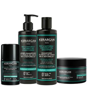 Kerargan – Feuchtigkeitspflege-Set mit Shampoo, Conditioner, Maske & Serum mit Kokosöl
