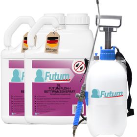 FUTUM 2x5L Bettwanzen- / Flohspray + 5L Sprüher