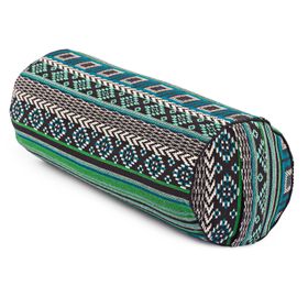 bodhi ETHNO Collection: Yoga-Bolster (rund), Jacquard-Webstoff, schwarz-weiß-grün gem., Dinkelhülsen