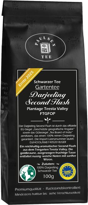 Paulsen Darjeeling Second Flush FTGFOP1 Plantage Teesta Valley, Ernte 2025