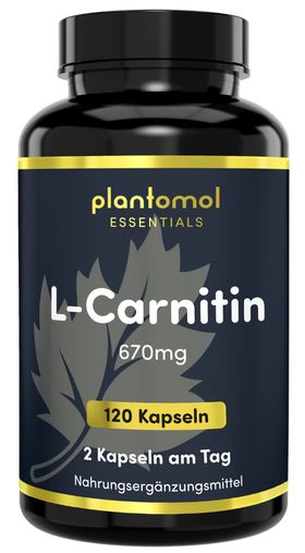 plantomol® Essentials - L-Carnitin Kapseln hochdosiert - 670mg L-Carnitin pro Tag - 2-Monatsvorrat