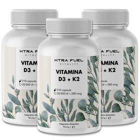 XTRA FUEL Vitamin D3 + K2 Kapseln: 20.000 I.E. + 200mcg MK-7 all-trans