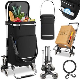 ELONEO Einkaufstrolley Treppensteiger mit Kühltasche, 43 l, 3+3 Rad-System