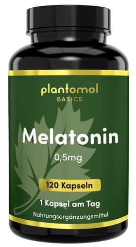 plantomol® Basics - Melatonin Kapseln - 0,5mg Melatonin pro Kapsel für die abendliche Einnahme