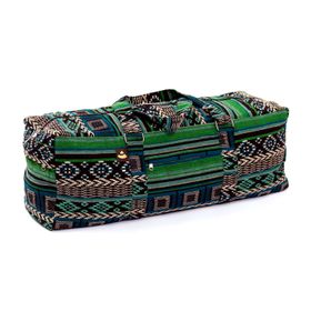 ETHNO Collection: Yoga Kit Bag Ikat-Webstoff, Jacquard-Webstoff, schwarz-weiß-grün gemustert