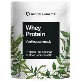 natural elements Whey Protein Pulver – Vanille – 1kg – 24g Protein pro Portion – nicht zu süß