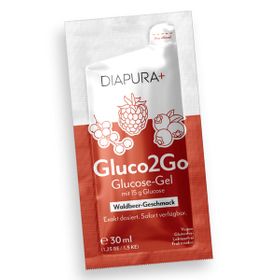 DIAPURA Gluco2Go Glucose-Gel, exakt dosiert mit 15g schnell verfügbarer Glucose, Waldbeere