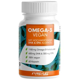 ProFuel - OMEGA-3 Vegan Kapseln - optimal hochdosiert mit 600 mg DHA + 300 mg EPA Omega-3 pro Tag