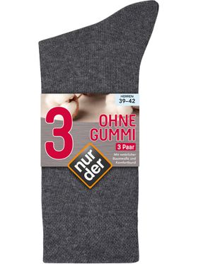 NUR DER Socken Ohne Gummi 3er Pack - mittelgraumel. - Größe 39-42