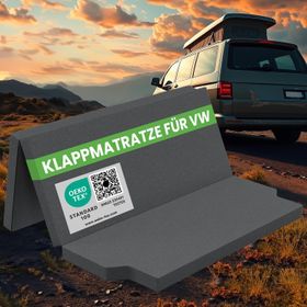 ELONEO Klappmatratze für VW Modelle, 8 cm hoch, maßgeschneidert, waschbarer Stoffbezug