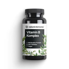 natural elements Vitamin B Komplex – 240 Tabletten – mit 8 essenziellen B-Vitaminen & Kofaktoren
