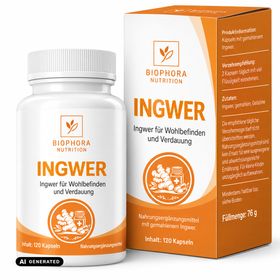 Biophora Ingwer Kapseln | abnehmen ingwer | Hochdosiert mit 1000 mg pro Tagesdosis