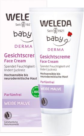 Weleda Baby Gesichtscreme Weiße Malve - für hochsensible bis neurodermitische Babyhaut, parfümfrei