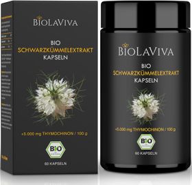 BIOLAVIVA BIO-Schwarzkümmel-Extrakt Kapseln mit 5.000mg Thymochinon