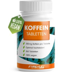 ProFuel - Koffeintabletten 365x - 200 mg Koffein pro Tablette - 365 Kapsel