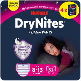 Huggies DryNites Windeln Windelhosen Mädchen 8-13J 30-48kg Jumbo Monatspack