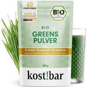 kostbar BIO Greens – Energie & Stoffwechsel – Grassaft Komplex (33:1) – Bekömmlich – 60 Portionen
