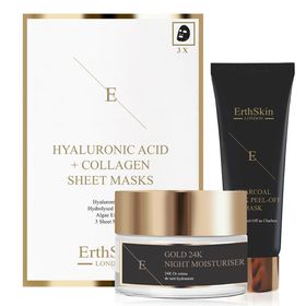 ErthSkin London Anti-Falten-Feuchtigkeitscreme für die Nacht + Gesichtsmaske + Kollagenmaske