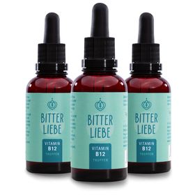 BitterLiebe - Vitamin B12 Tropfen - 500µg B12 - Unterstützung für Blutbildung Nervensystem