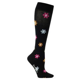 SupCare Stützstrümpfe schwarz mit bunten Blumen