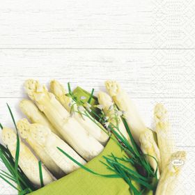 Servietten 33 3-lagig 1/4-Falz Weiße Spargel Papierservietten