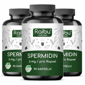 Spermidin Kapseln Hochdosiert, 6 mg Spermidin pro Kapsel, Aus Weizenkeimextrakt - RAIBU