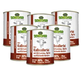 Schecker Hundemenü - 80% Kalb mit Hüttenkäse, Apfel und Schwarzkümmelöl - Nassfutter