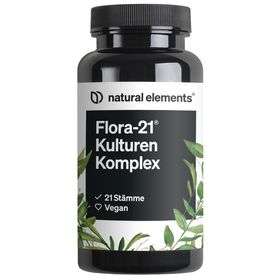 natural elements Flora 21® Kulturen Komplex – 21 Bakterienstämme – 60 magensaftresistente Kapseln