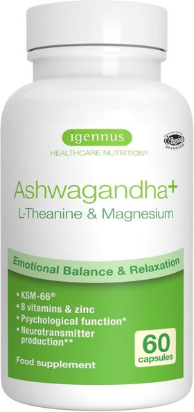 Igennus Ashwagandha KSM-66 Wurzelextrakt mit L-Theanin & Magnesium