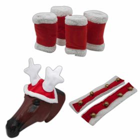 AMKA Weihnachtsset mit Rentiergeweih Weihnachtsbandagen Zügelschoner