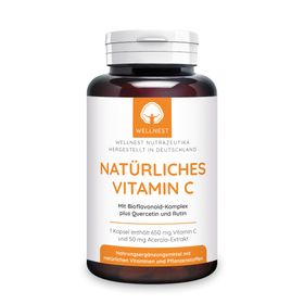 Wellnest Pflanzliches Vitamin C plus Acerola, Quercetin, Rutin und Bioflavonoide