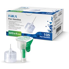 FORA Pen Nadeln 32G 4mm (105 Stück) - Insulin Pen Nadeln - Nadeln für Spritzen - The Tester