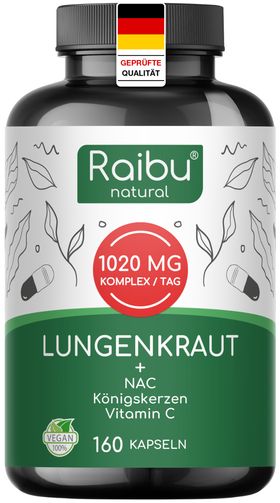 Lungenkraut Kapseln mit NAC, Königskerzen & Vitamin C - RAIBU