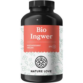NATURE LOVE® Bio Ingwer Kapseln - 650mg Ingwerwurzel pro Tagesdosis - 9 Monate Reichweite