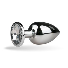 Easytoys - Analplug Silber aus Metall mit Zierstein - groß