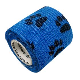LisaCare selbstklebender Verband - Pfote Blau - 5cm x 4,5cm