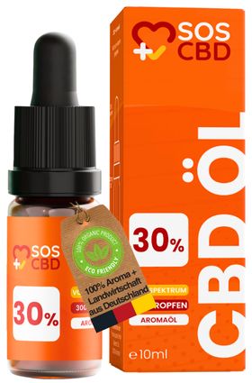 SOS CBD®- CBD Öl 30% - 300 Vollspektrum Tropfen - Hanföl-Aroma Premium