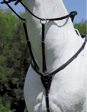 Waldhausen Vorderzeug aus Leder, gepolstert , abnehmbare Martingalgabel schwarz