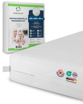 Sensalou Matratzenbezug mit Reissverschluss wasserdicht für Allergiker - 100 x 200 x 25 cm