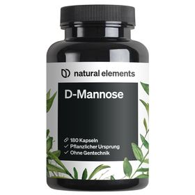 natural elements D-Mannose – 180 Kapseln – 1800mg D-Mannose pro Tagesdosis – optimal dosiert