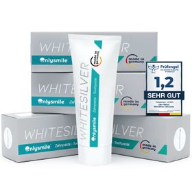 Onlysmile® WhiteSilver Zahnpasta 4er-Pack – Antibakterielle Premium-Zahnpasta mit Mikrosilber