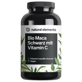 natural elements Maca Schwarz – 180 Kapseln – 3000mg/Tagesdosis = 12.000mg Maca Wurzel + Vitamin C