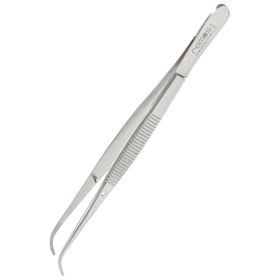 REMOS Pinzette mit Führungsstift, gebogen, geriffelt, 12.5 cm