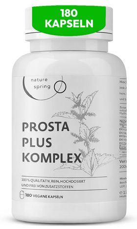 Prostata Kapseln - Prosta Plus Komplex mit Sägepalme, Kürbiskern & Brennnessel- Nature spring