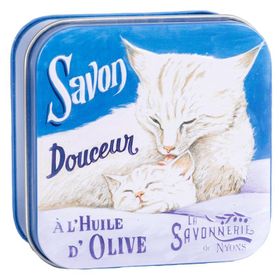 La Savonnerie de Nyons - Metallbox mit Seife - Katze und Kätzchen