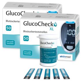 GlucoCheck XL Teststreifen [100 Stück] zur Blutzuckerkontrolle bei Diabetes