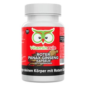Roter Panax Ginseng Kapseln - 600 mg 8:1 Extrakt - 20 % Ginsenoside - Vitamineule®