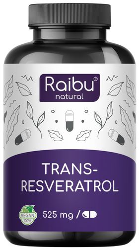 Resveratrol Kapseln, 525 mg Trans-Resveratrol pro Tag, 1 Kapsel Täglich - RAIBU
