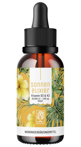 Vitamin D3 K2 vegane Tropfen 20.000 I.E. hochdosiert MK7 30 ml Sonnenelixier NATURTREU®